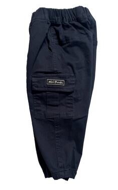 Mini Panda Toddler Boys Cargo Jogger Pants Navy Blue Elastic Waist Size 3T